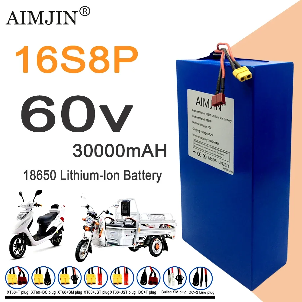 60V 30Ah Electric Scooter Battery - Batterie au lithium 16S8p 1000-3000W neuve,