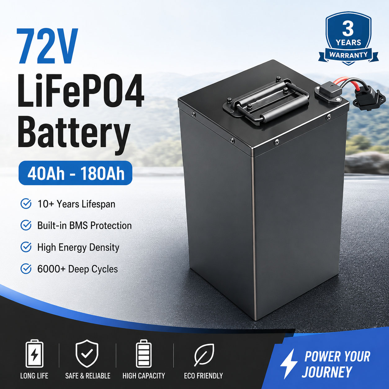 72V 60Ah Lifepo4 Battery Pack - Batterie lithium LifePO4 nouvelle génération 72V