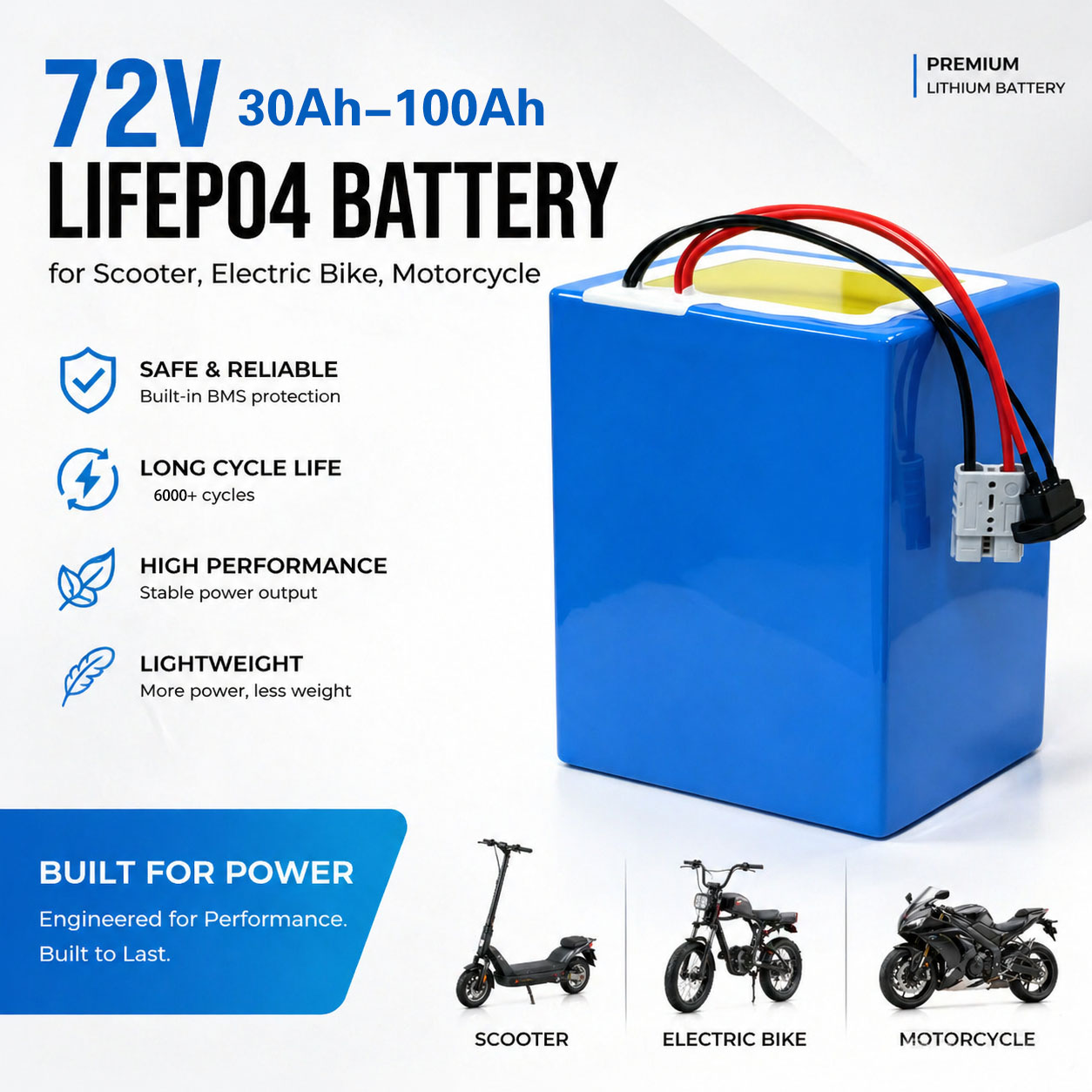 Batterie au lithium LiFePO4 72 - 72V 60Ah Lifepo4 Battery Pack avis et prix