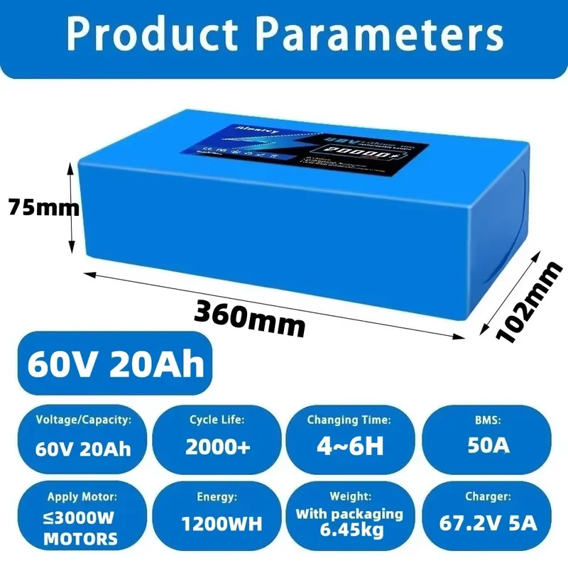 Batterie au lithium Aleaivy 60 - 60V 30Ah Electric Scooter Battery avis et prix