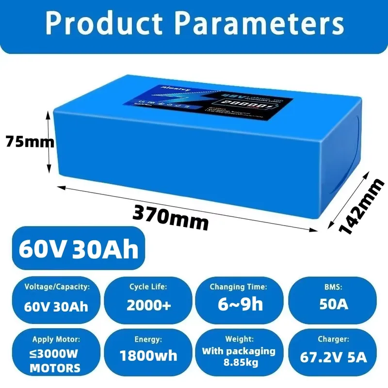 Batterie au lithium Aleaivy 60 - 60V 30Ah Electric Scooter Battery avis et prix